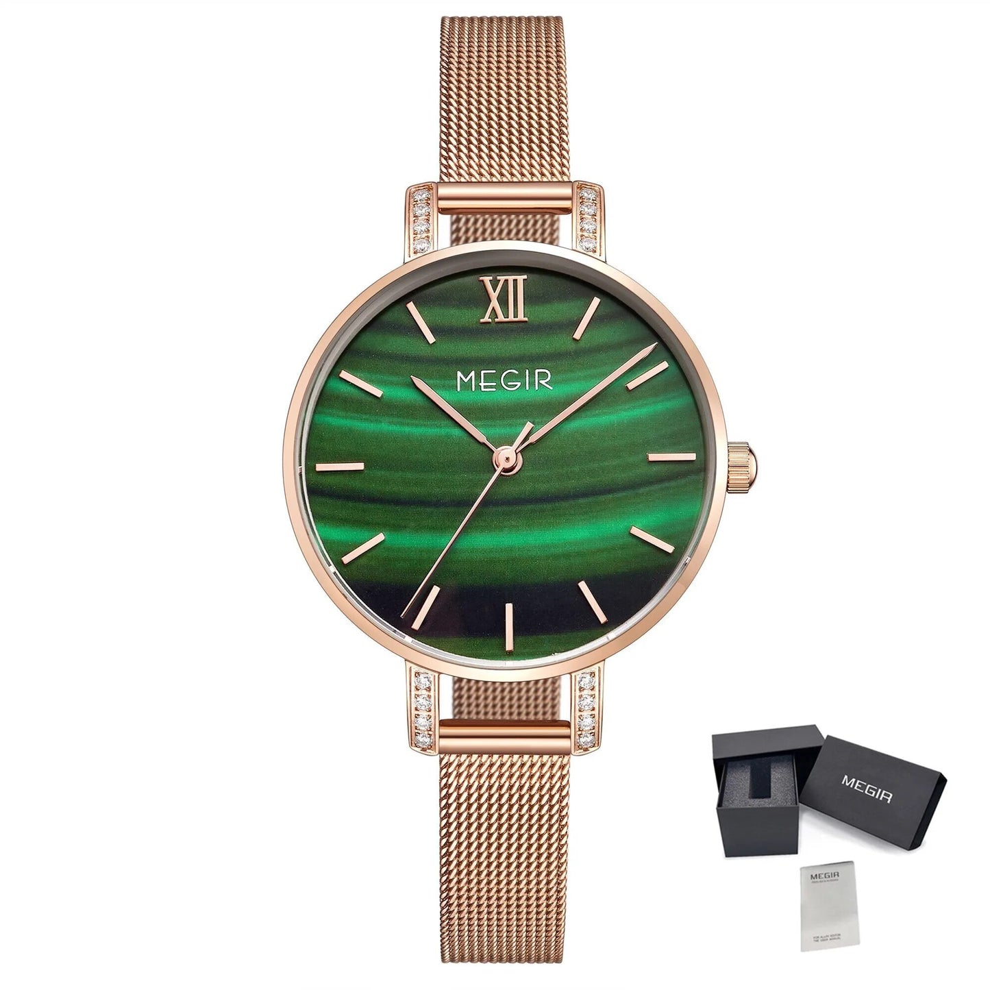 MEGIR Fashion Quartz Women Bracelet Watches Luxury Casual Ladies Dress Clock Female Steel Mesh Band Wristwatch Relogio Feminino 7002-14