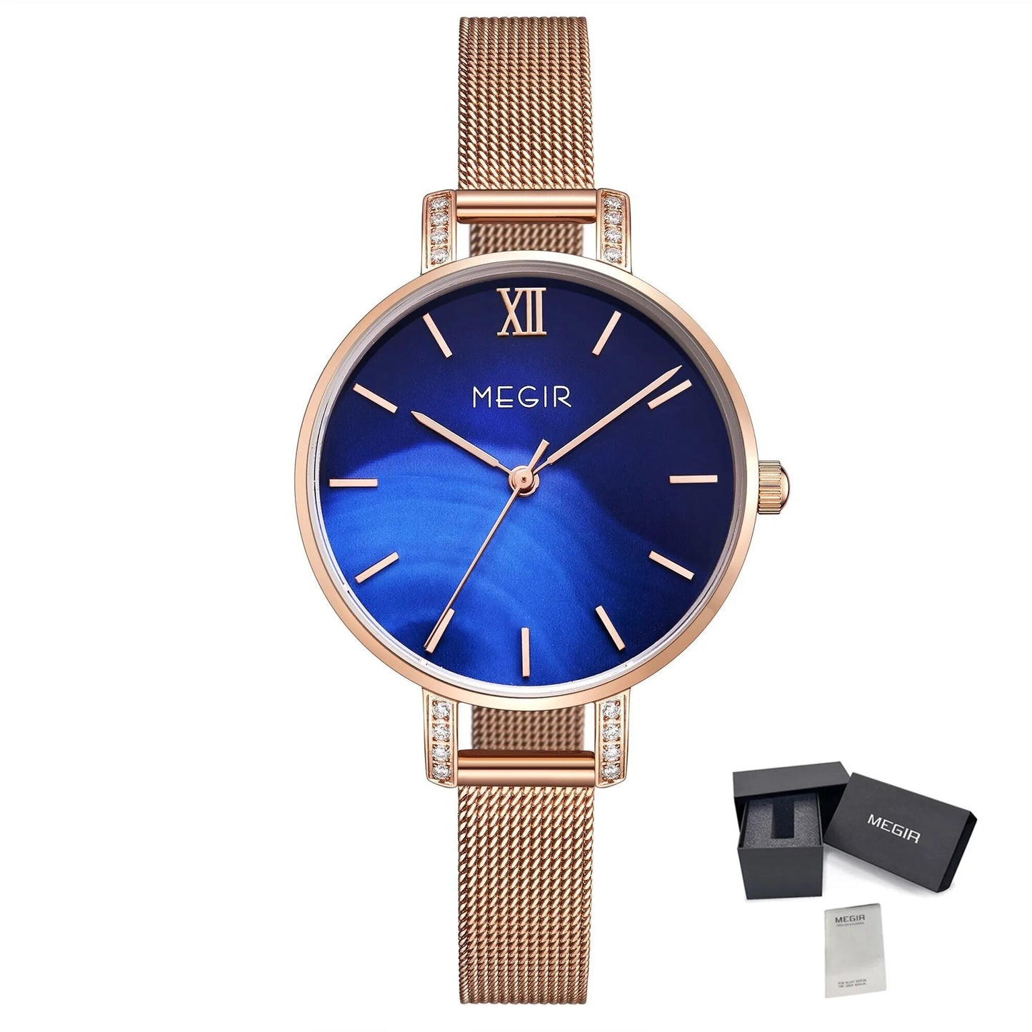 MEGIR Fashion Quartz Women Bracelet Watches Luxury Casual Ladies Dress Clock Female Steel Mesh Band Wristwatch Relogio Feminino 7002-13