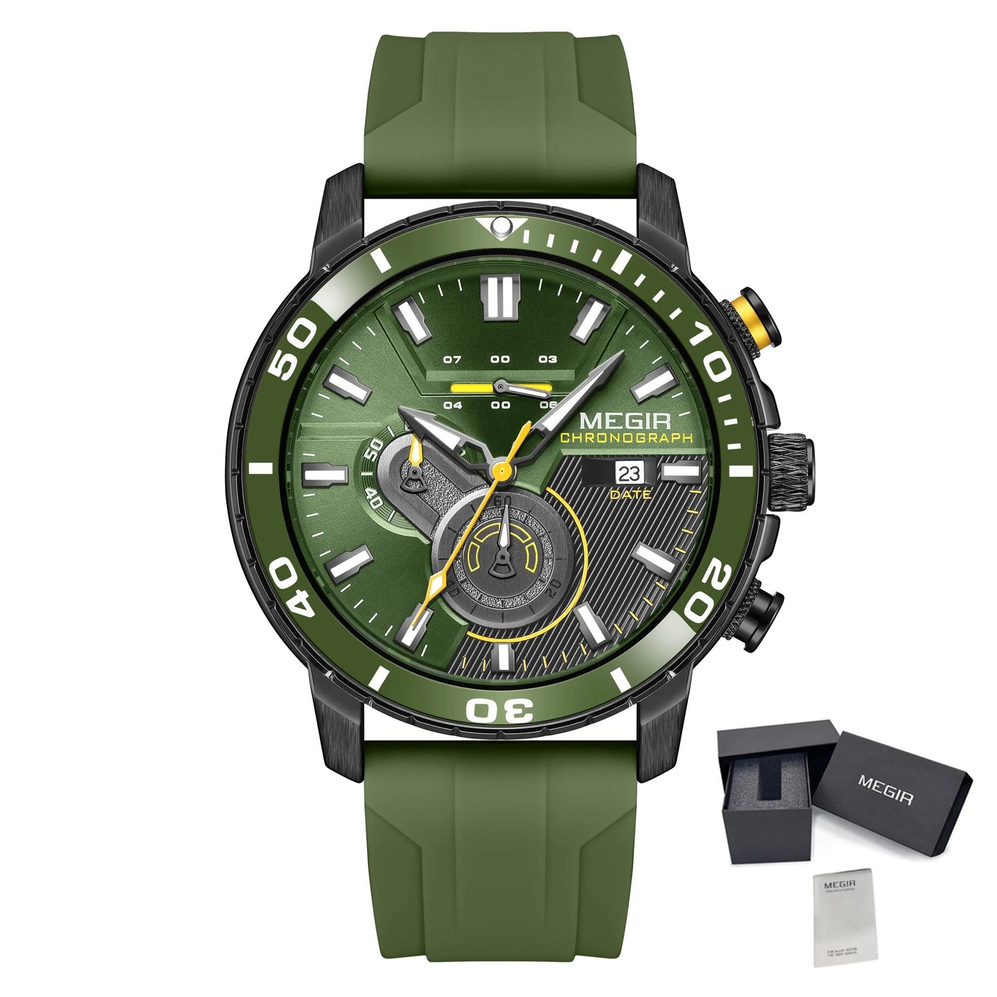 MEGIR Luxury Military Watches for Men Fashion Sport Quartz Wristwatch Waterproof Silicone Band Male Clock Chronograph with Date 2224