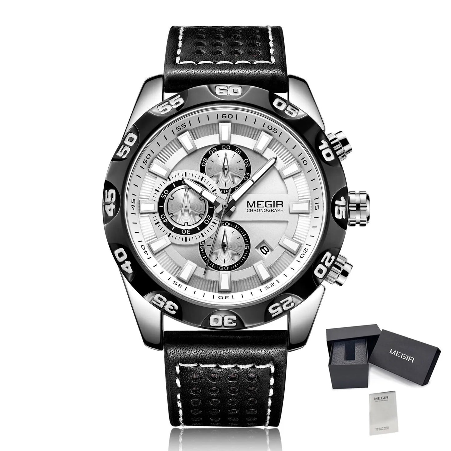 MEGIR Fashion Men's Watch Multifunctional Casual Sport Wristwatch Waterproof Luminous Male Quartz Chronograph Reloj Hombre 2096-15
