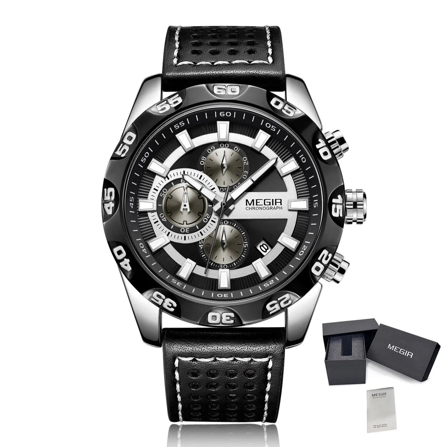 MEGIR Fashion Men's Watch Multifunctional Casual Sport Wristwatch Waterproof Luminous Male Quartz Chronograph Reloj Hombre 2096-16
