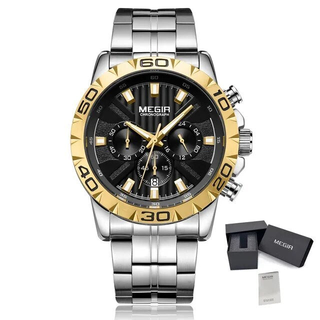 MEGIR Watches Business Mens Watches Top Brand Luxury Quartz Casual Wristwatch Date Clock Waterproof Wrist Watch Chronograph 2087-13