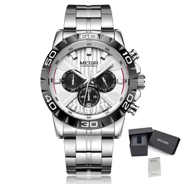MEGIR Watches Business Mens Watches Top Brand Luxury Quartz Casual Wristwatch Date Clock Waterproof Wrist Watch Chronograph 2087-14