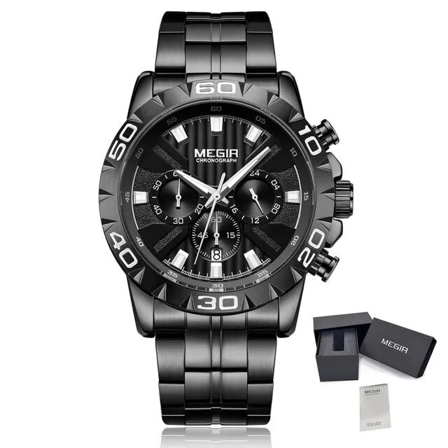 MEGIR Watches Business Mens Watches Top Brand Luxury Quartz Casual Wristwatch Date Clock Waterproof Wrist Watch Chronograph 2087-15