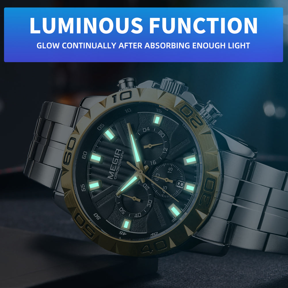 MEGIR Watches Business Mens Watches Top Brand Luxury Quartz Casual Wristwatch Date Clock Waterproof Wrist Watch Chronograph 2087-5