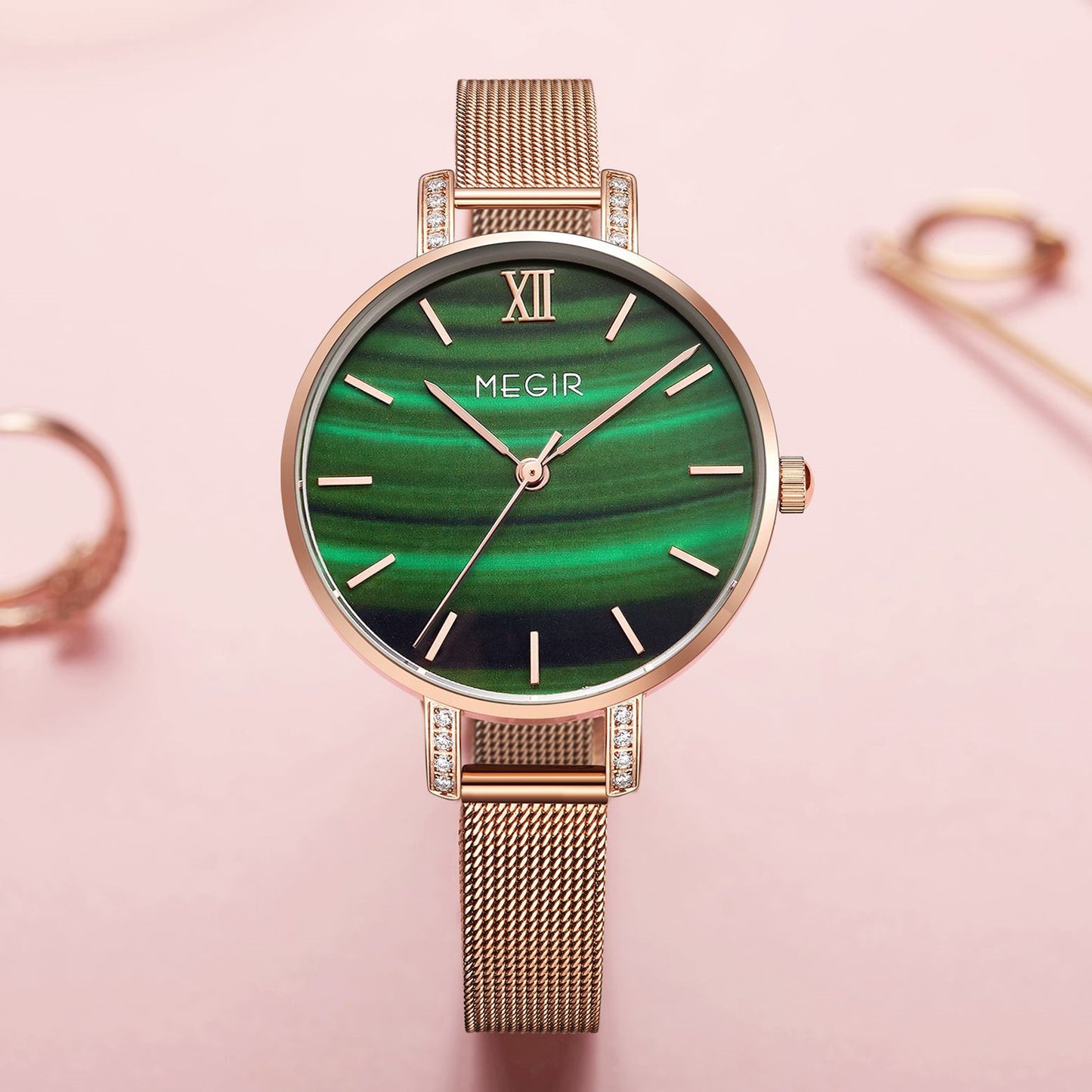 MEGIR Fashion Quartz Women Bracelet Watches Luxury Casual Ladies Dress Clock Female Steel Mesh Band Wristwatch Relogio Feminino 7002-5