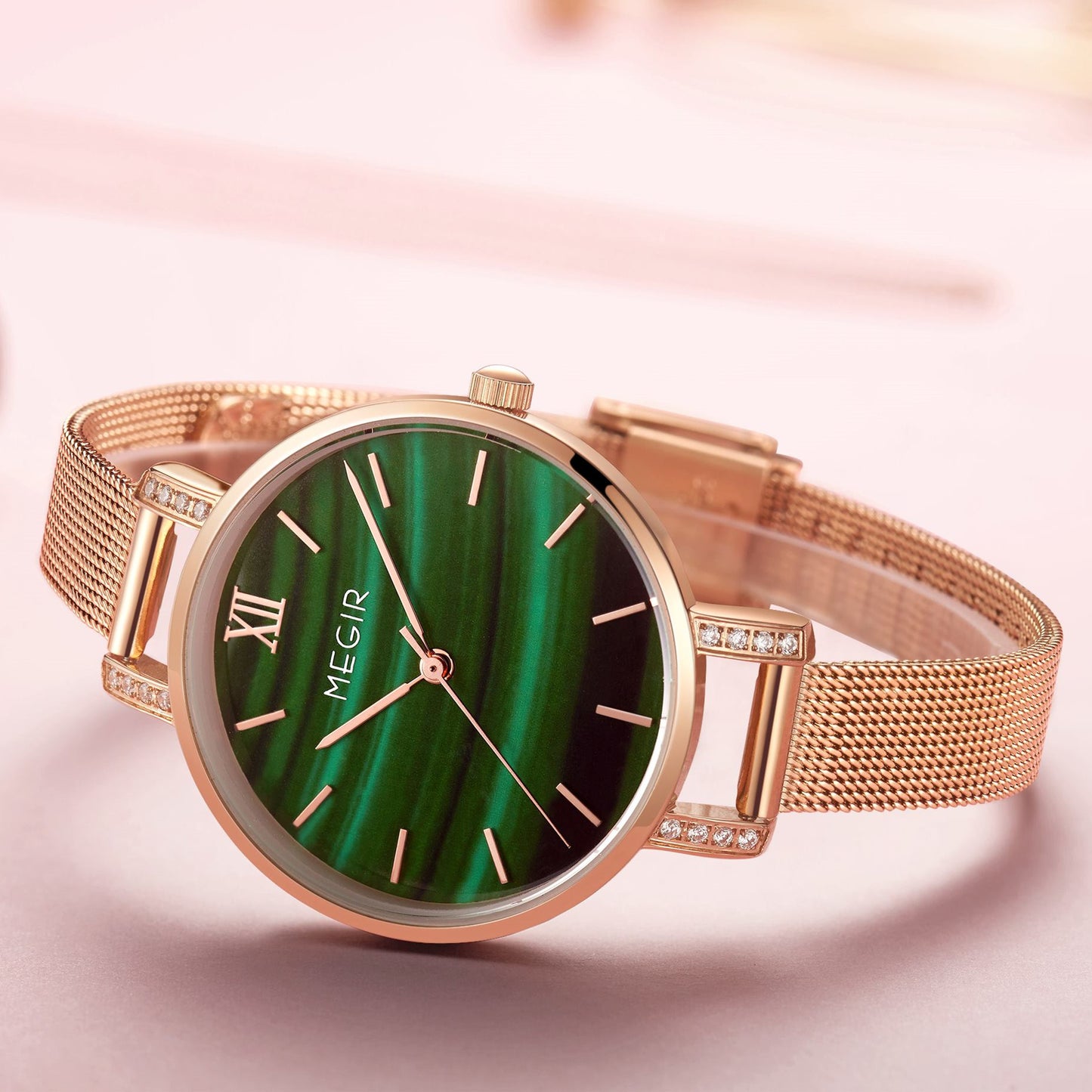 MEGIR Fashion Quartz Women Bracelet Watches Luxury Casual Ladies Dress Clock Female Steel Mesh Band Wristwatch Relogio Feminino 7002-6