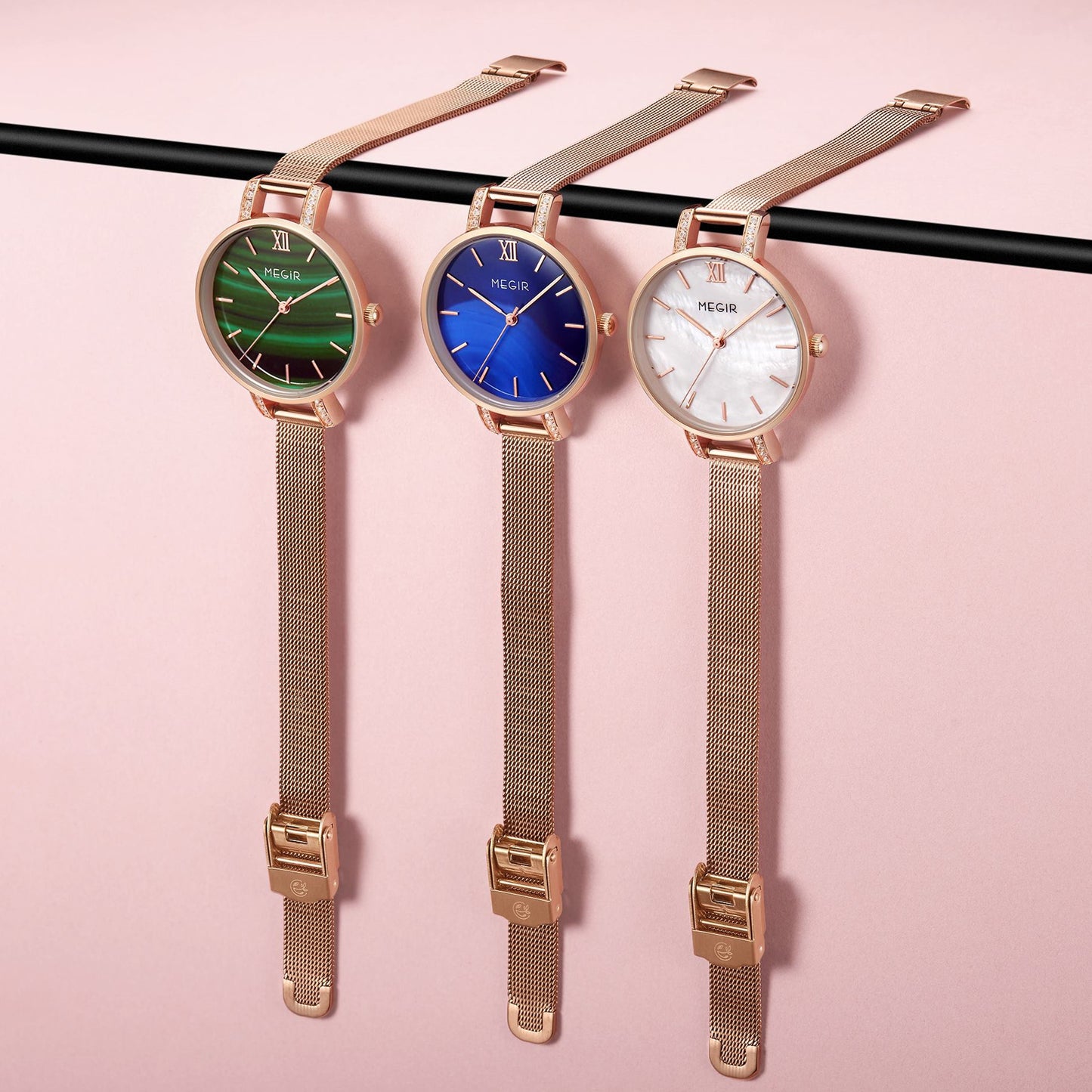 MEGIR Fashion Quartz Women Bracelet Watches Luxury Casual Ladies Dress Clock Female Steel Mesh Band Wristwatch Relogio Feminino 7002-4