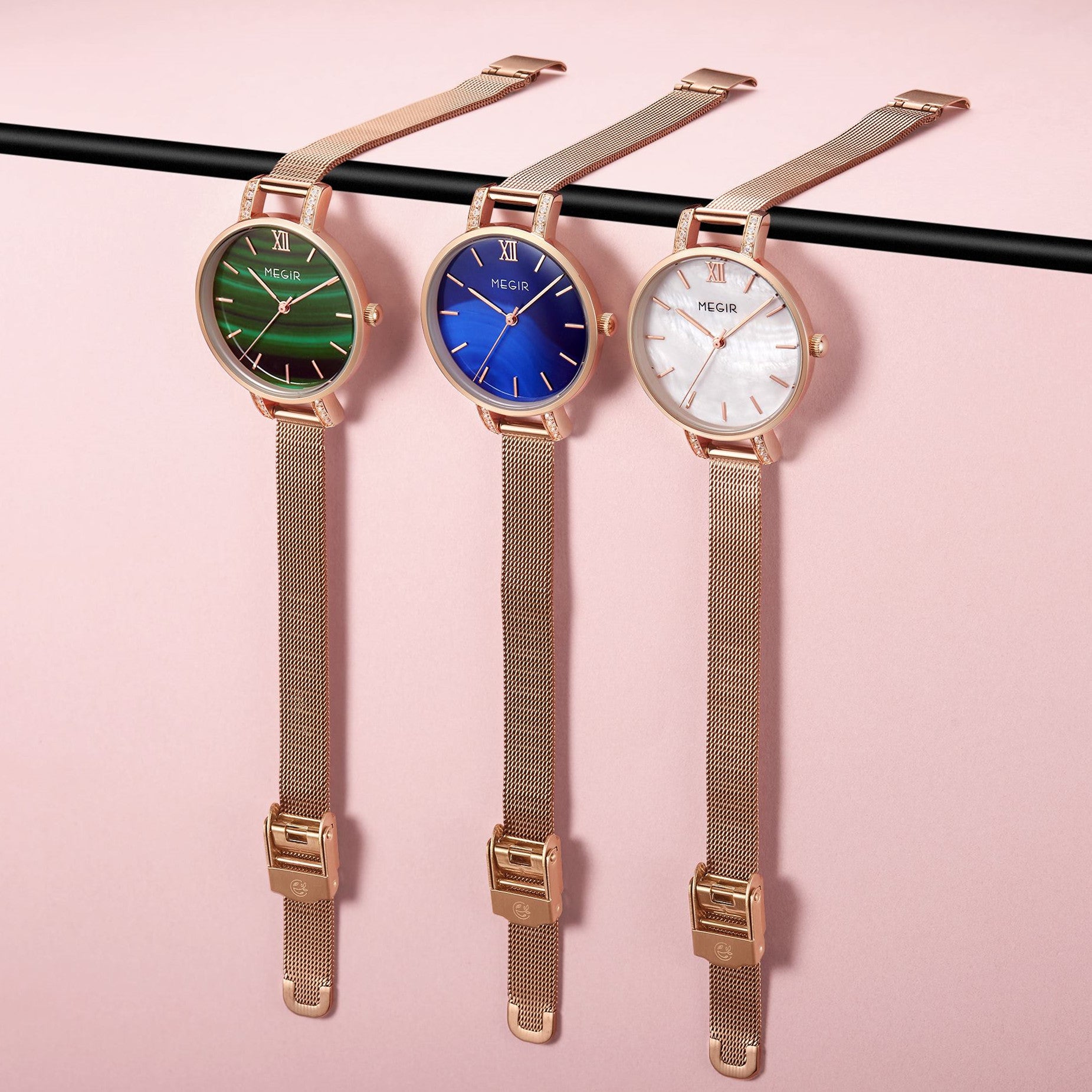 MEGIR Fashion Quartz Women Bracelet Watches Luxury Casual Ladies Dress Clock Female Steel Mesh Band Wristwatch Relogio Feminino 7002-4