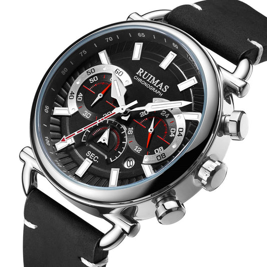 RUIMAS Men Luxury Sport Watches Leather Bracelet Quartz Wristwatch Luminous Clock Watch Calendar Relogio Masculino 585-10