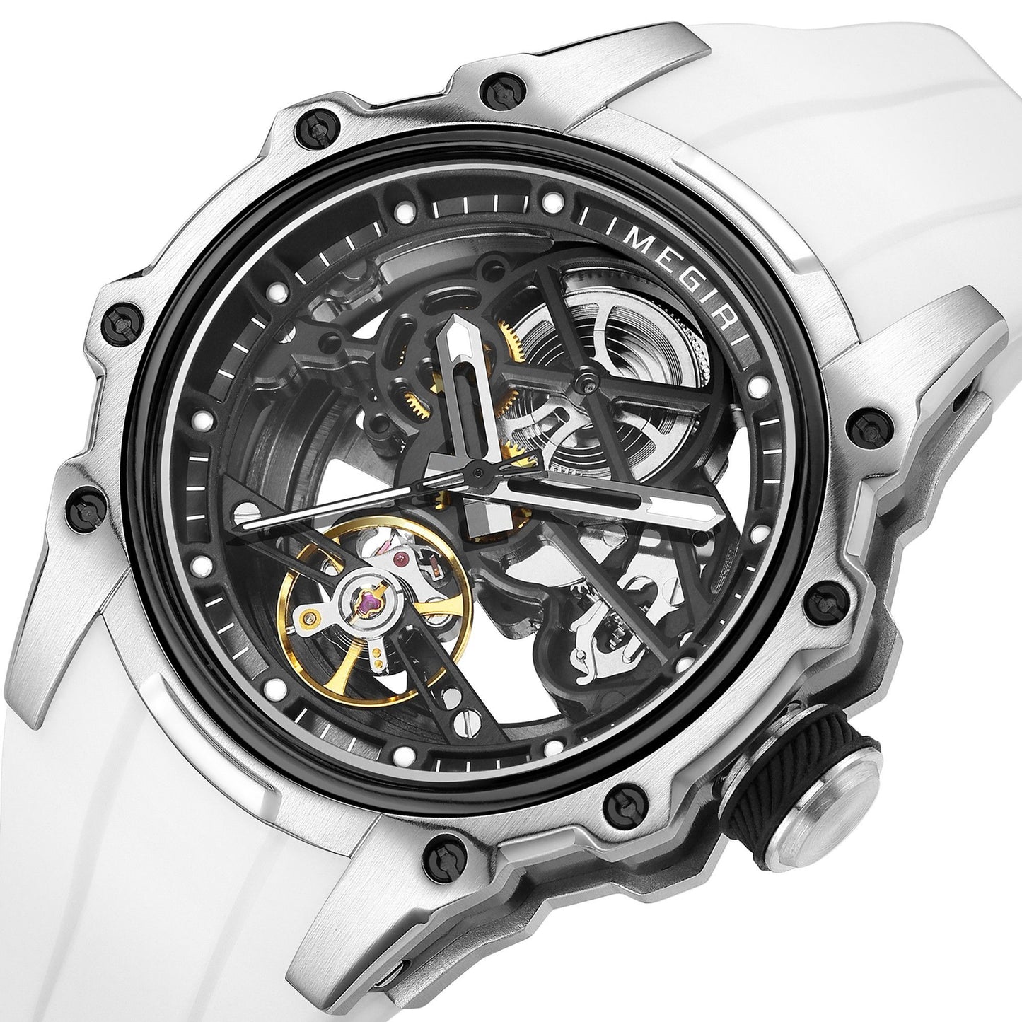 MEGIR Fashion Men's Full Automatic Watches Hollow Out Luminous Sports Mechanical Watch Waterproof Wristwatches Reloj Hombre 2243-13
