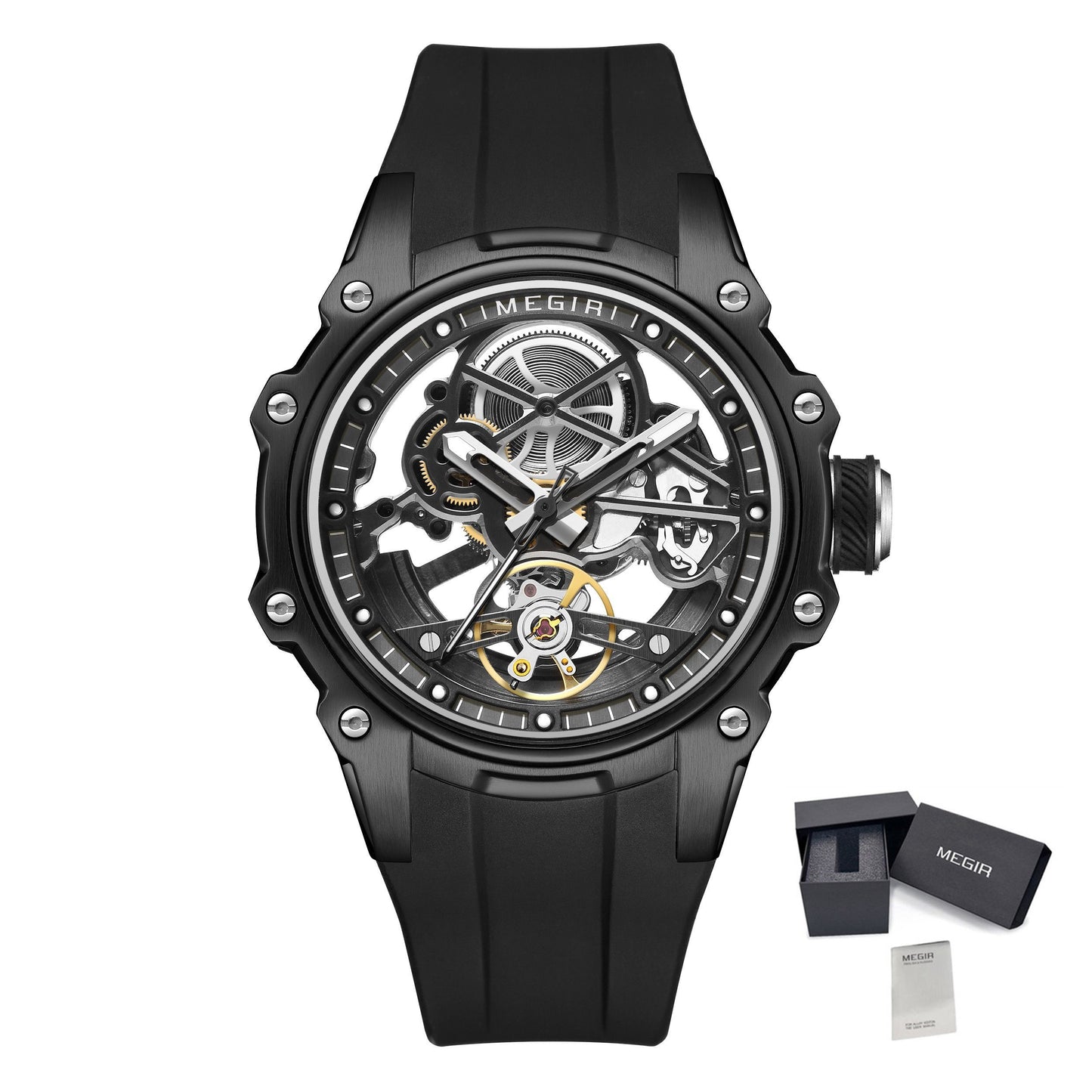 MEGIR Fashion Men's Full Automatic Watches Hollow Out Luminous Sports Mechanical Watch Waterproof Wristwatches Reloj Hombre 2243-18