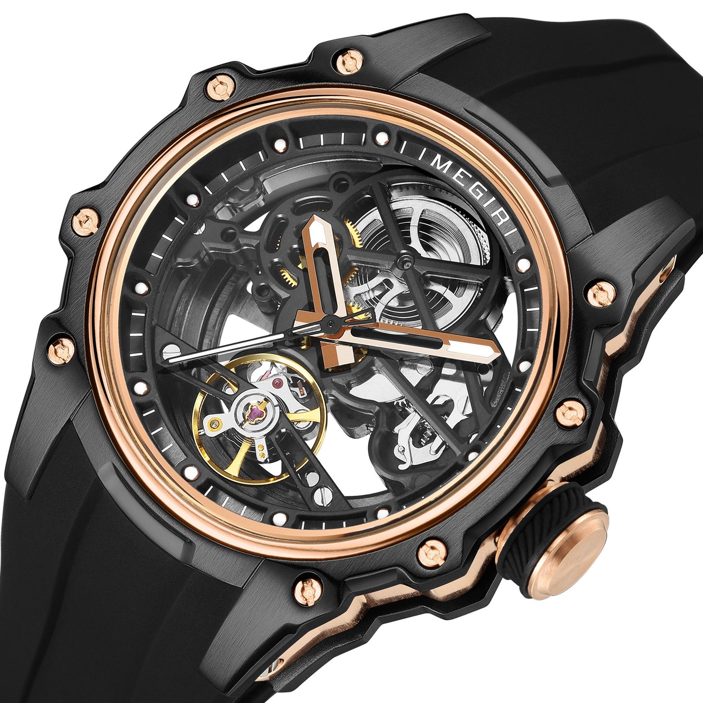 MEGIR Fashion Men's Full Automatic Watches Hollow Out Luminous Sports Mechanical Watch Waterproof Wristwatches Reloj Hombre 2243-11