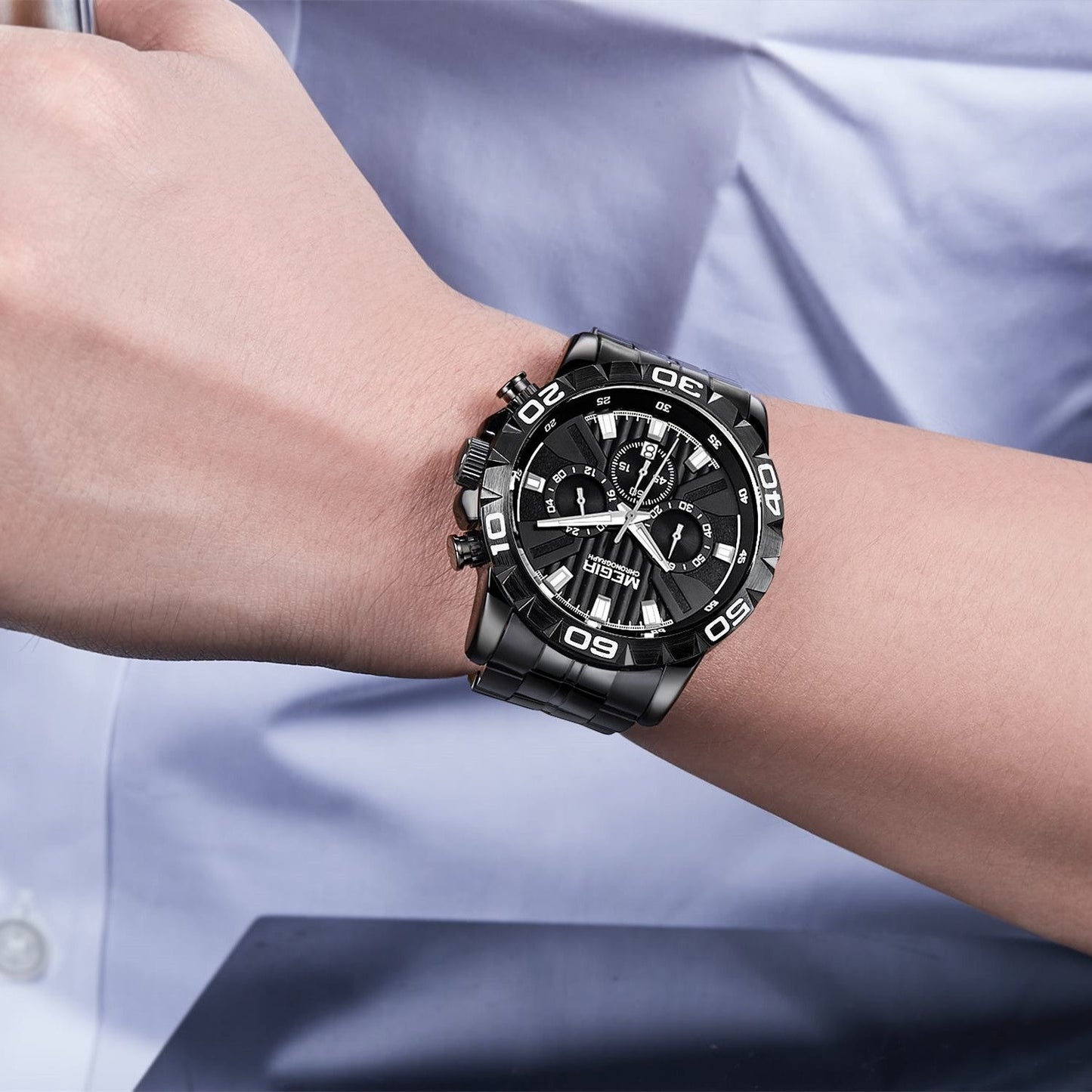 MEGIR Watches Business Mens Watches Top Brand Luxury Quartz Casual Wristwatch Date Clock Waterproof Wrist Watch Chronograph 2087-2