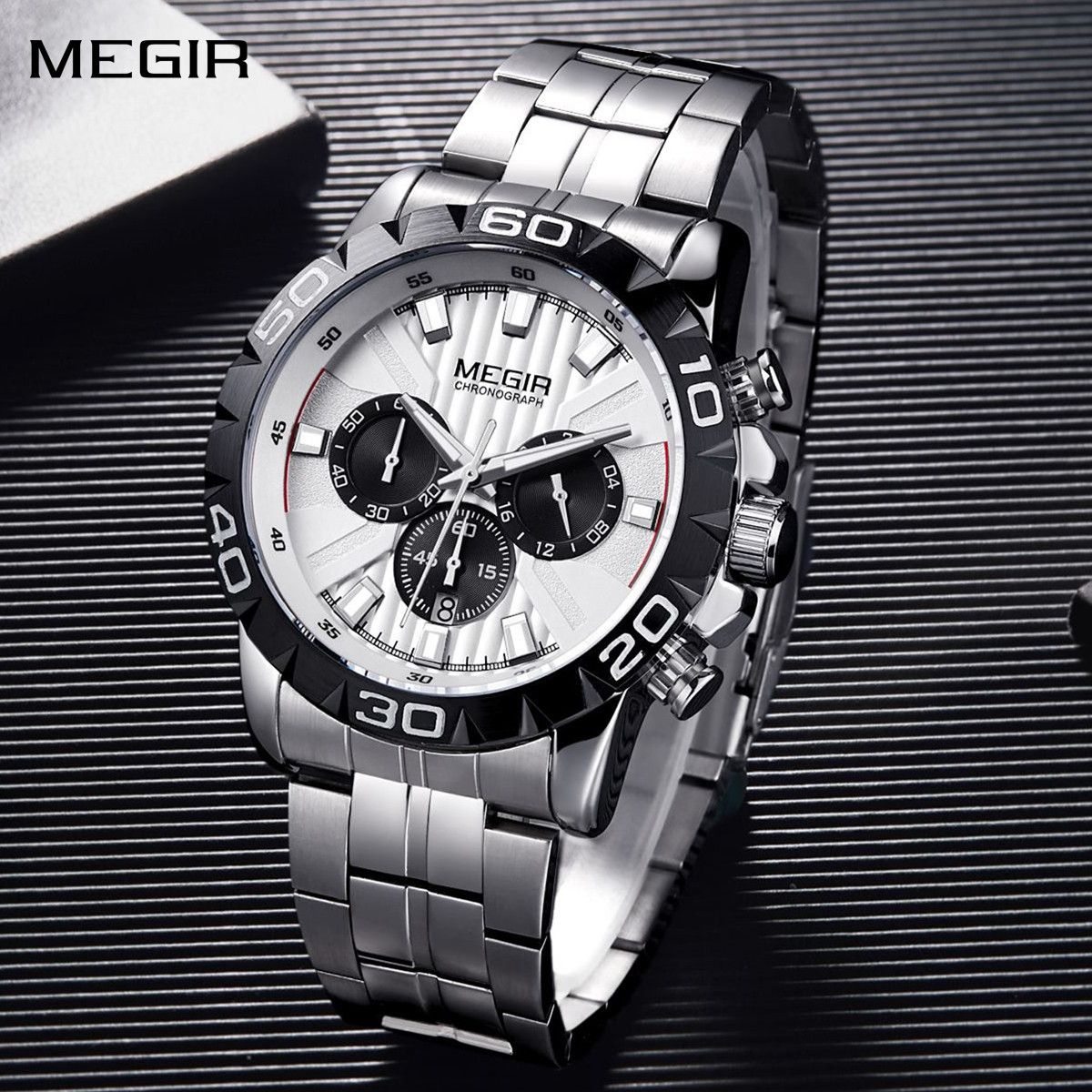 MEGIR Watches Business Mens Watches Top Brand Luxury Quartz Casual Wristwatch Date Clock Waterproof Wrist Watch Chronograph 2087-0