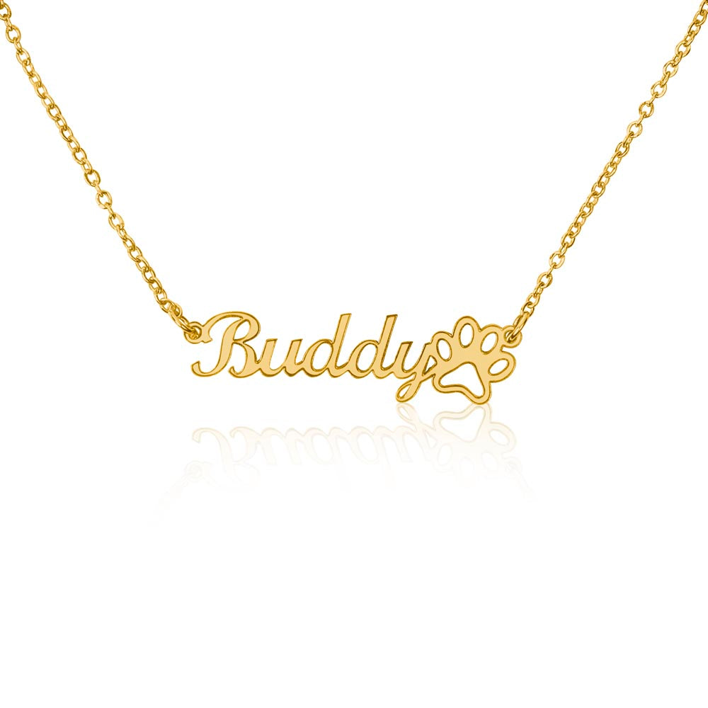 Collar con Nombre de Mascotas Personalizado - Huella de Acero Inoxidable Pulido Quirúrgico.